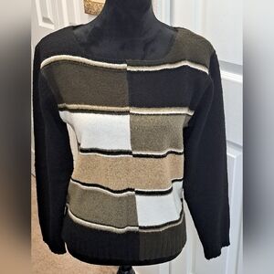 Erika Color Block Pullover Sweater   Size Petite L
